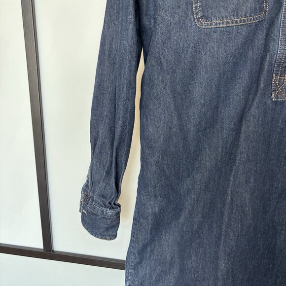Chaps Womens Dress Blue Denim Long Sleeve Collared Size Medium Preppy Western - Picture 8 of 13